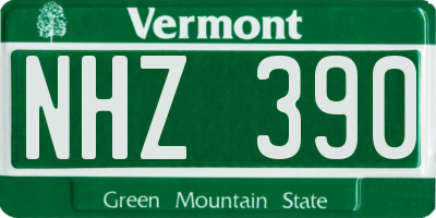 VT license plate NHZ390