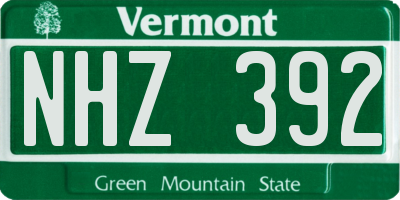 VT license plate NHZ392