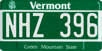 VT license plate NHZ396