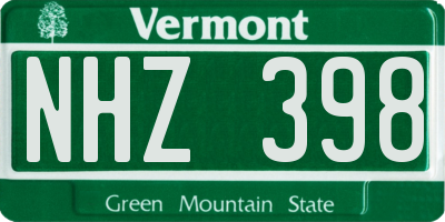 VT license plate NHZ398