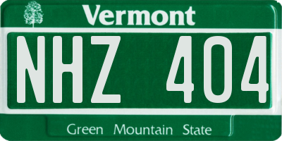 VT license plate NHZ404