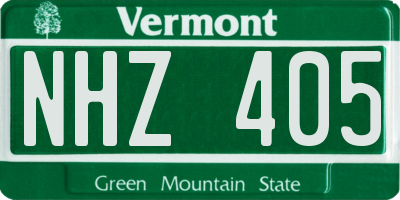 VT license plate NHZ405