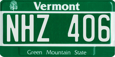 VT license plate NHZ406