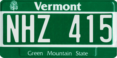 VT license plate NHZ415