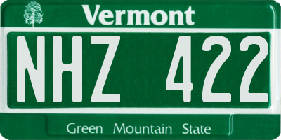 VT license plate NHZ422