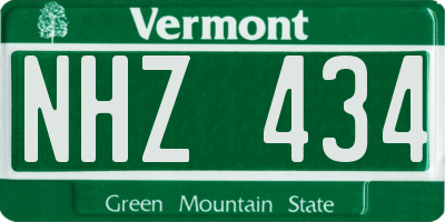 VT license plate NHZ434