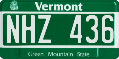 VT license plate NHZ436