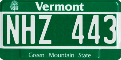 VT license plate NHZ443