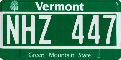 VT license plate NHZ447