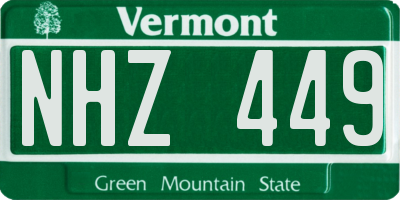 VT license plate NHZ449