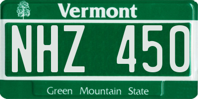 VT license plate NHZ450