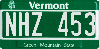 VT license plate NHZ453