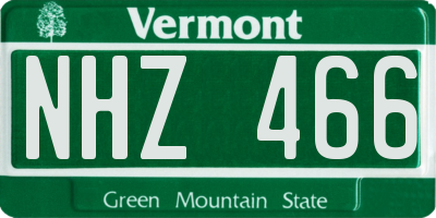 VT license plate NHZ466