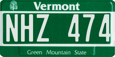 VT license plate NHZ474