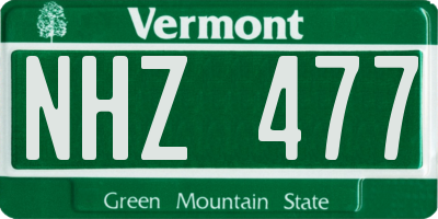 VT license plate NHZ477