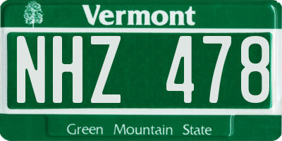 VT license plate NHZ478