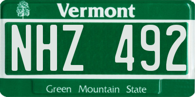VT license plate NHZ492