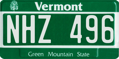 VT license plate NHZ496