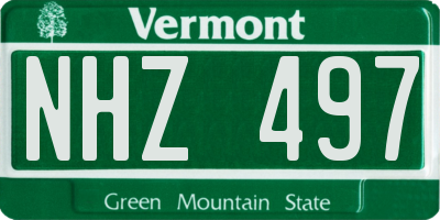 VT license plate NHZ497