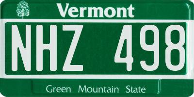 VT license plate NHZ498