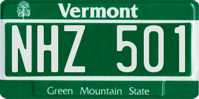 VT license plate NHZ501