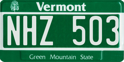 VT license plate NHZ503