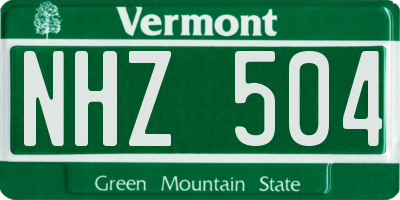 VT license plate NHZ504