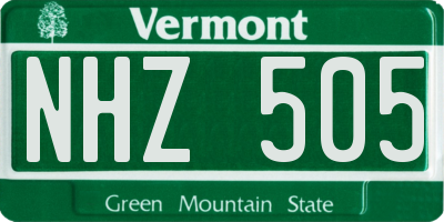 VT license plate NHZ505