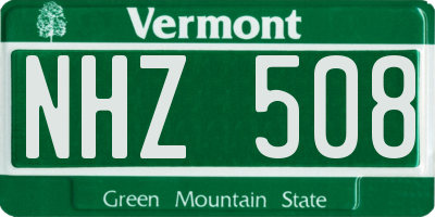 VT license plate NHZ508