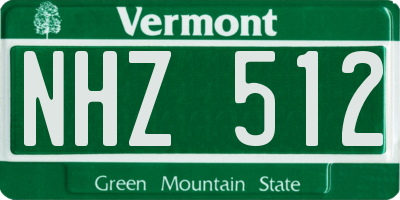 VT license plate NHZ512