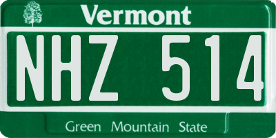 VT license plate NHZ514