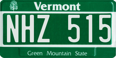 VT license plate NHZ515