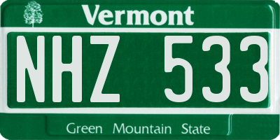 VT license plate NHZ533