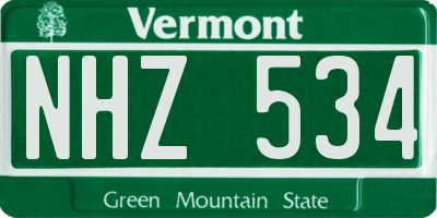 VT license plate NHZ534