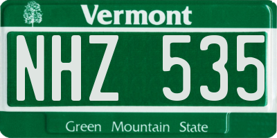 VT license plate NHZ535