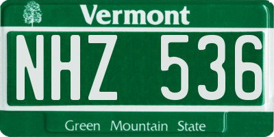 VT license plate NHZ536