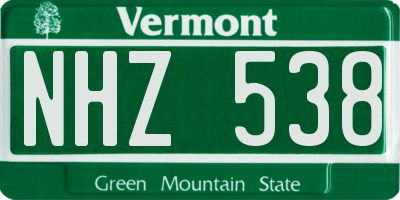 VT license plate NHZ538