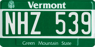 VT license plate NHZ539