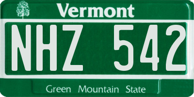 VT license plate NHZ542