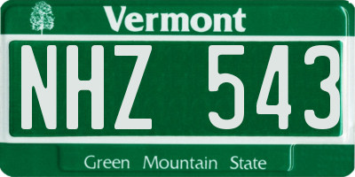 VT license plate NHZ543