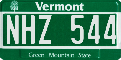 VT license plate NHZ544
