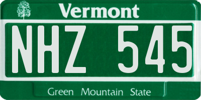 VT license plate NHZ545