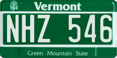 VT license plate NHZ546