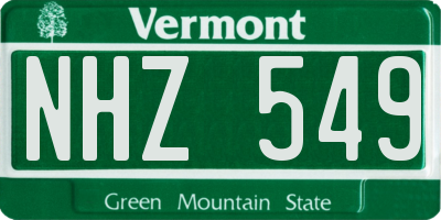 VT license plate NHZ549