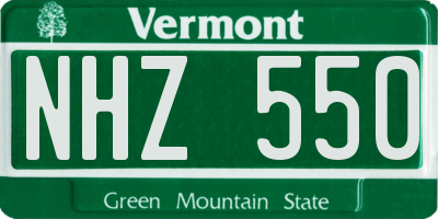 VT license plate NHZ550