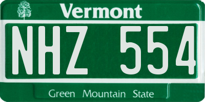VT license plate NHZ554