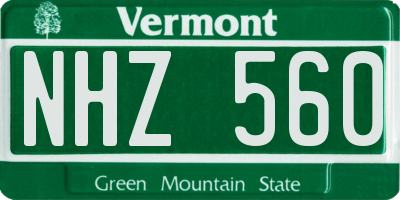 VT license plate NHZ560