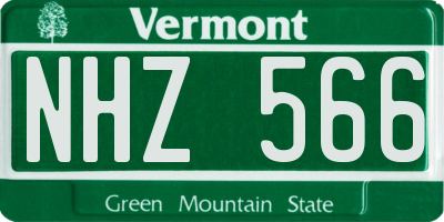 VT license plate NHZ566
