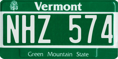 VT license plate NHZ574