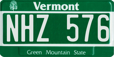 VT license plate NHZ576